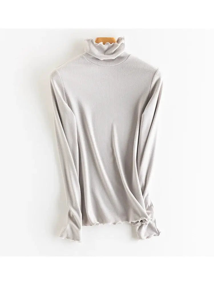 SuyaDream Women Silk Viscose Thermal Base Layer Top With Turtleneck For Warmth And Style