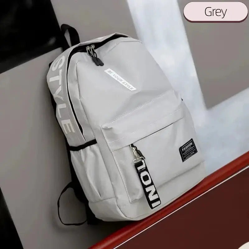 Simples Market grey fashion trend unisex large-capacity school backpack