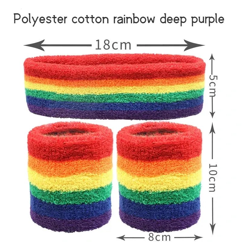 Fashion Sports Headband And Wristband Towel Set Sweatband Cotton Blend For Women And Men Cycling Gym Basketball Tennis