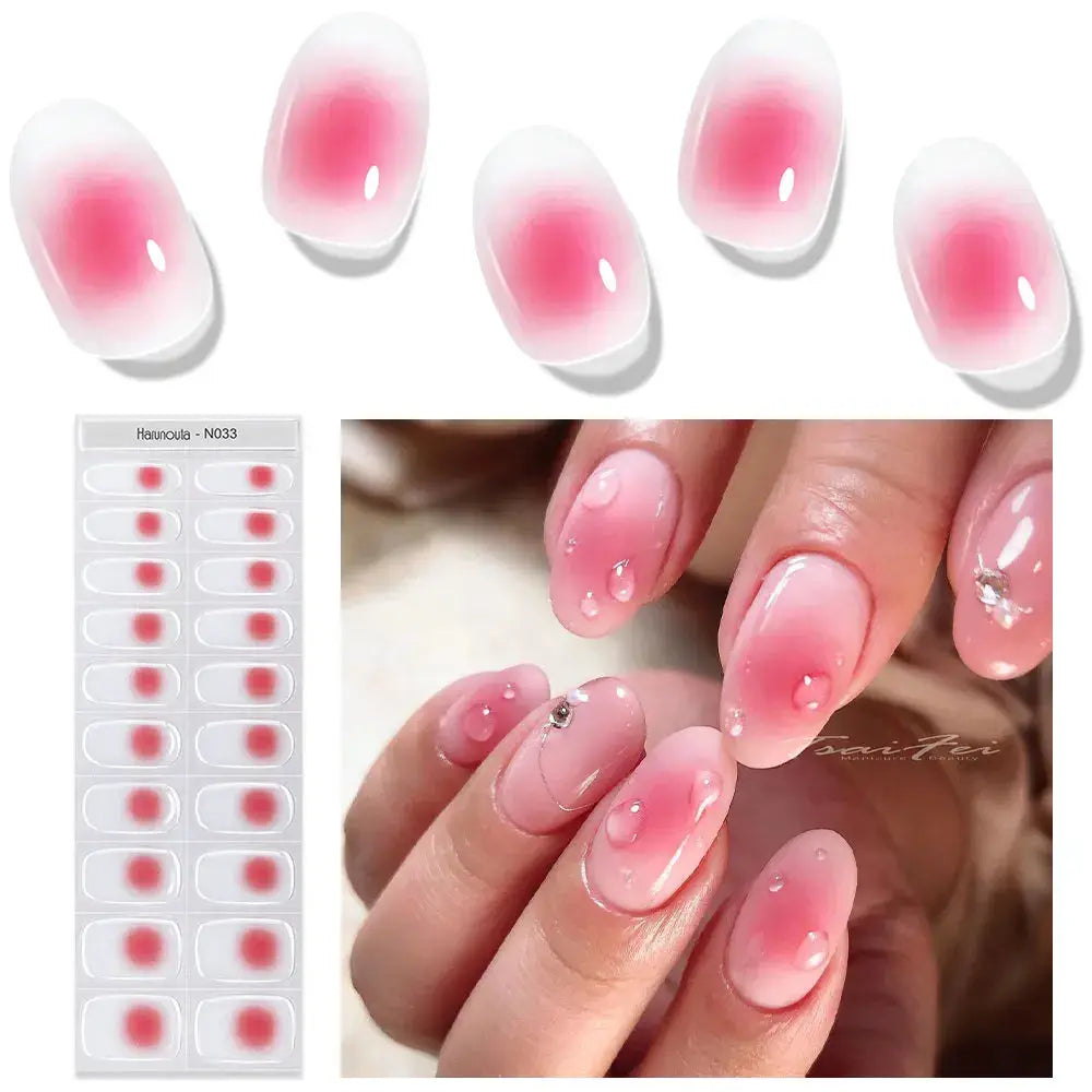 Simples Market Gradient Auroras gel nail strips: pink gradient with sparkles for DIY nails, UV/LED lamp compatible