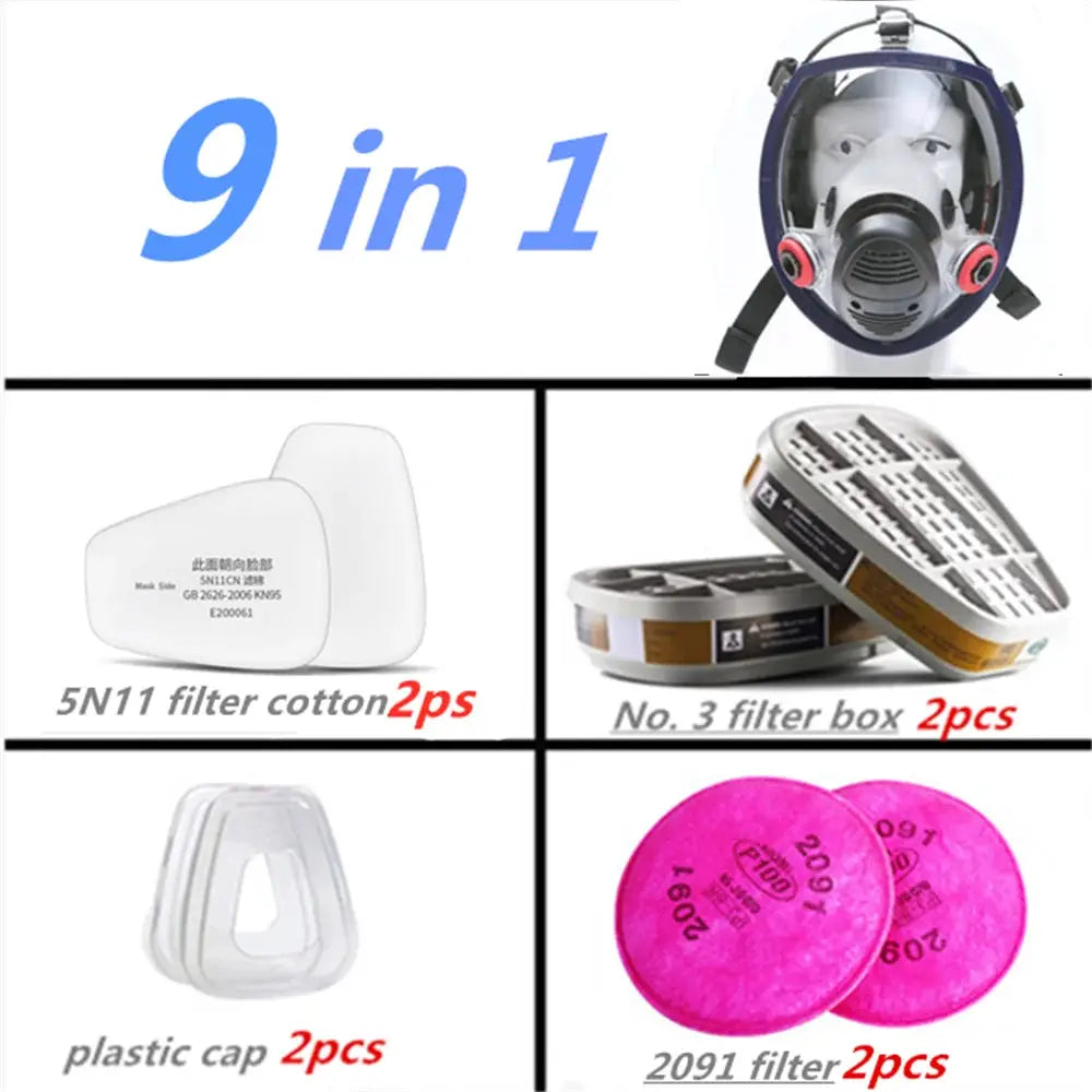 Full Face Gas Mask With Silicone Seal For Welding And Chemical Handling Dust Protection Fire Resistant Respirator