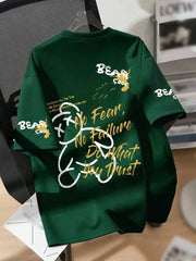 Men's Breathable Round Neck T Shirt With Cartoon Bear Print For Summer Casual Wear Gift For Friends