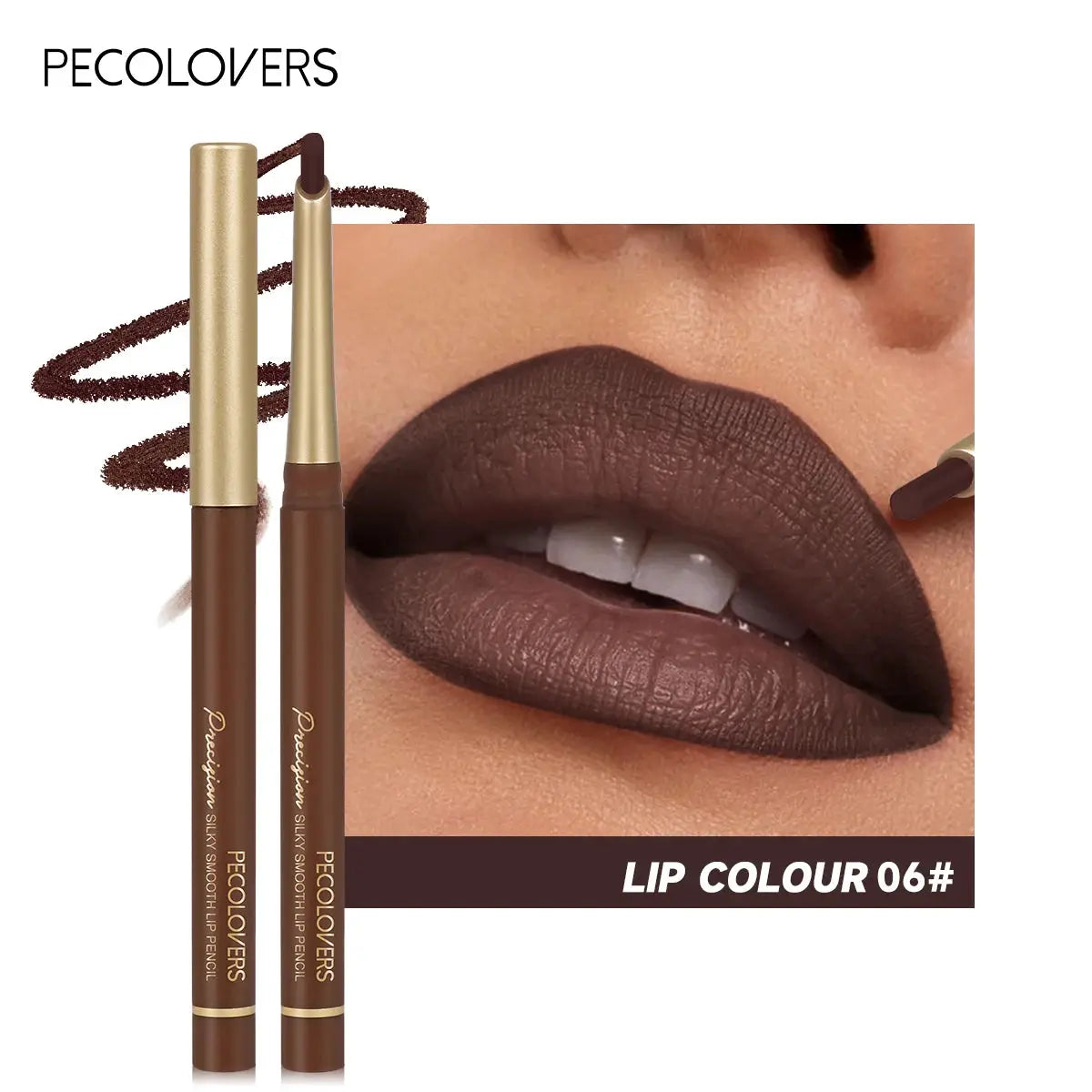 LuxLiner Matte Lip Liner Pencil Six Nude And Brown Shades Bevel Design For Precise Contour And Long Lasting Color