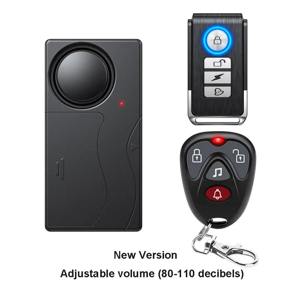 Anchtek 110dB wireless vibration alarm 3-piece kit with remote and key fob for motorcycle, Simples Market