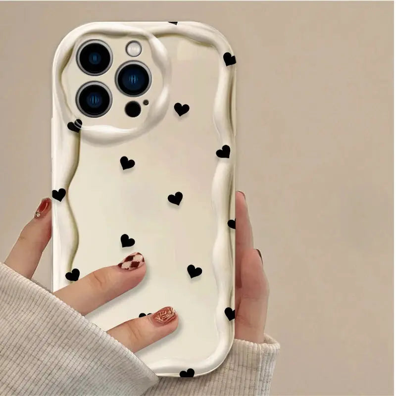 CharmGuard Black Bowknot Heart IPhone Case Silicone Shockproof With Soft Grip For IPhone Models