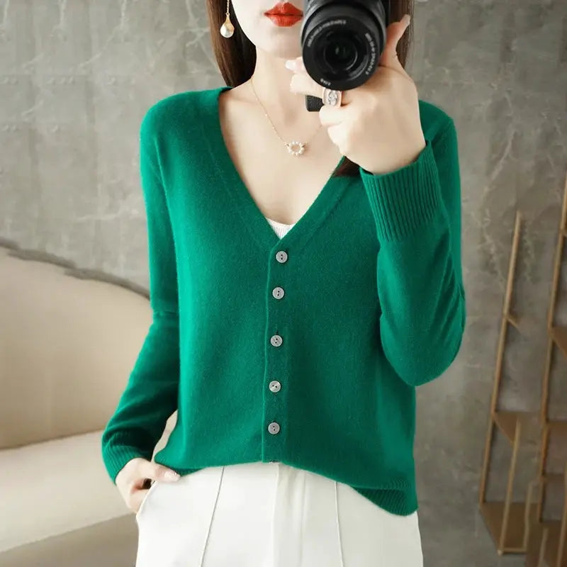 Zhi D035 V Neck Loose Knit Cardigan For Women Warmth And Daily Comfort For Autumn And Winter