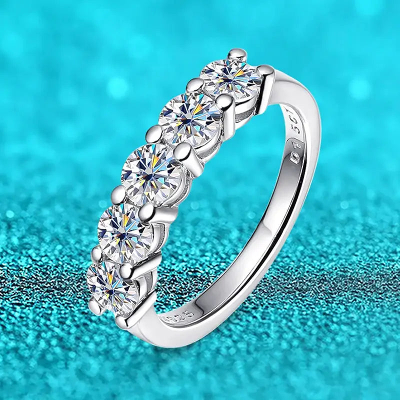 White Gold D Color 4mm Moissanite Ring For Women 1.5CT Stone Wedding Band GRA Certified S925 Sterling Silver