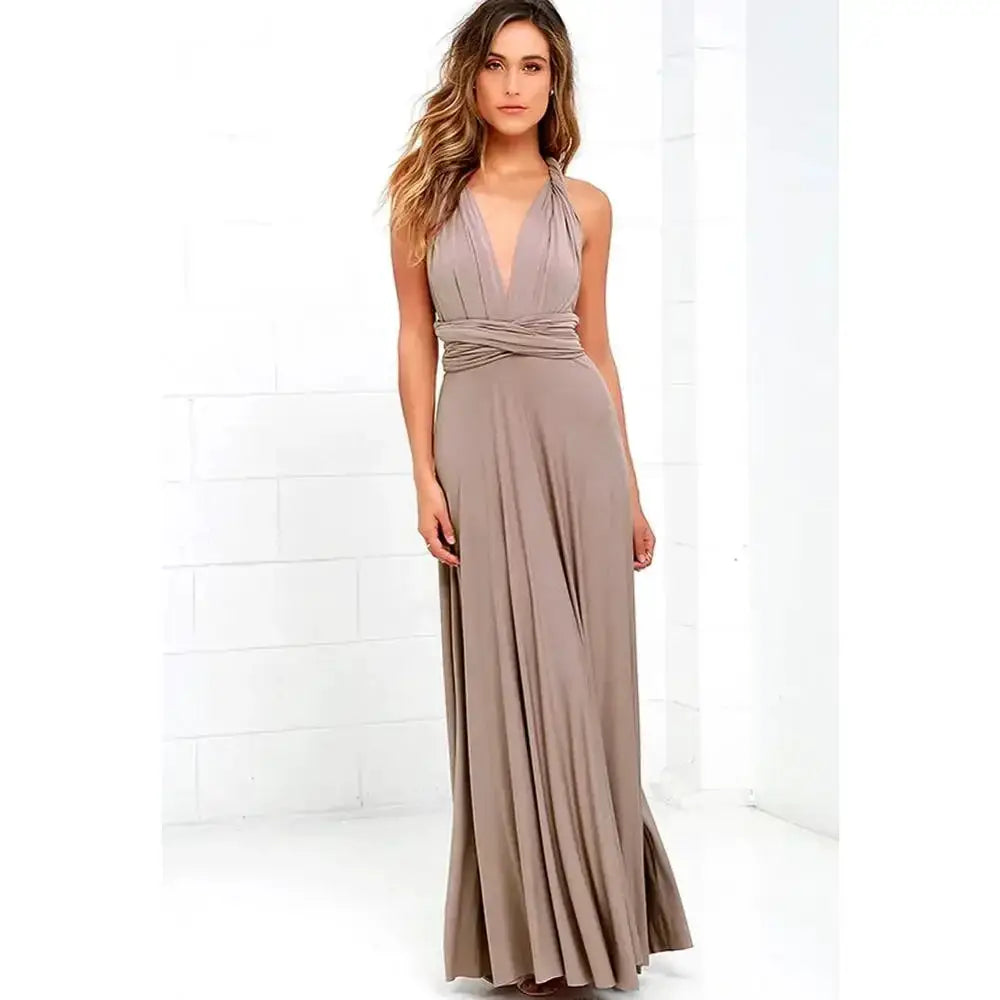 Fashion Multiwear V Neck Maxi Dress With Adjustable Straps For Summer Versatile Long Dress