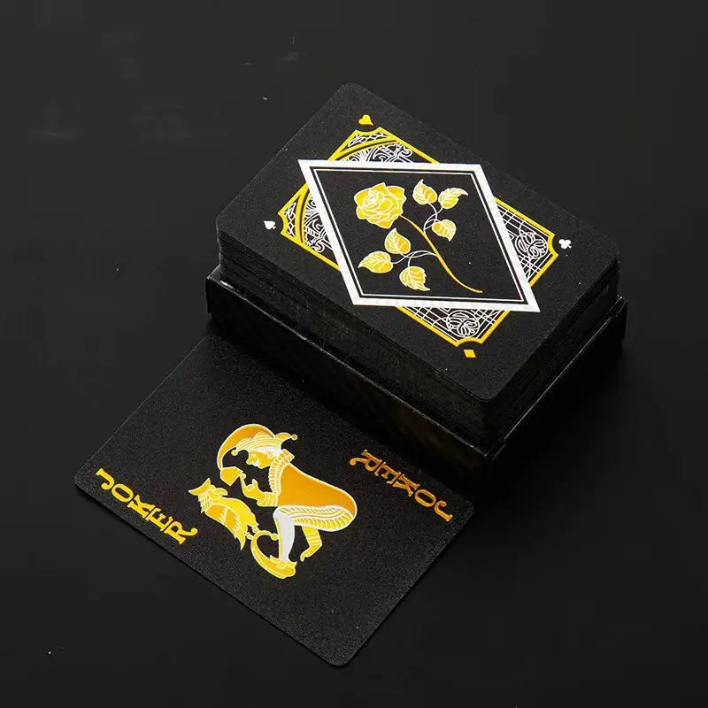 Black And Gold Playing Cards Waterproof Deck For Poker Games Magic Tricks And Board Game Collection
