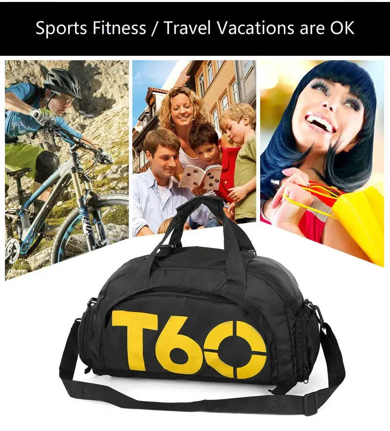 Gym bag by Simples Market, black waterproof ultralight duffel with adjustable shoulder strap