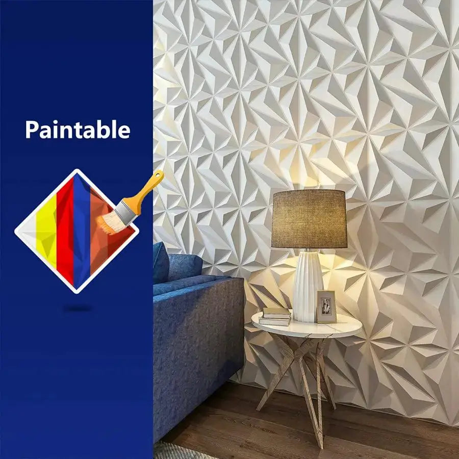3D textured wall panels, white paintable, 12/20pcs indoor decor for living room, hall, bedroom, 30cm x 30cm