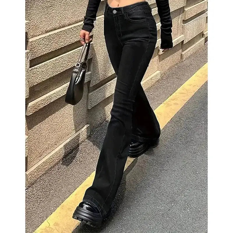 2025 High Waist Flared Bootcut Jeans Women Stretch Denim Bellbottoms