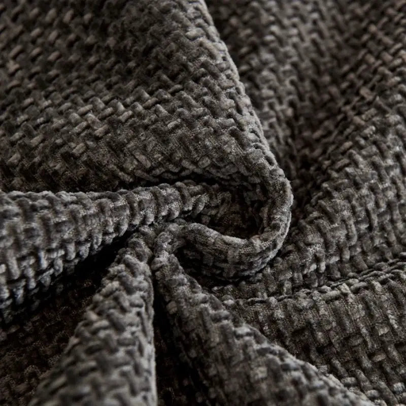 Sofa cover by Simples Market in charcoal gray jacquard weave, anti-slip, all-season fabric