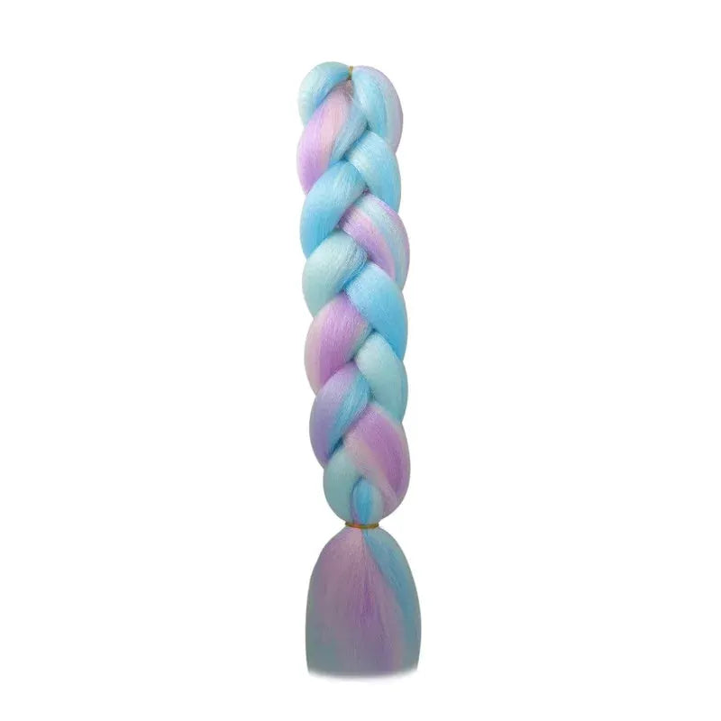 Simples Market 24-inch synthetic yaki braids hair ombre jumbo braid in green, blue and purple for women