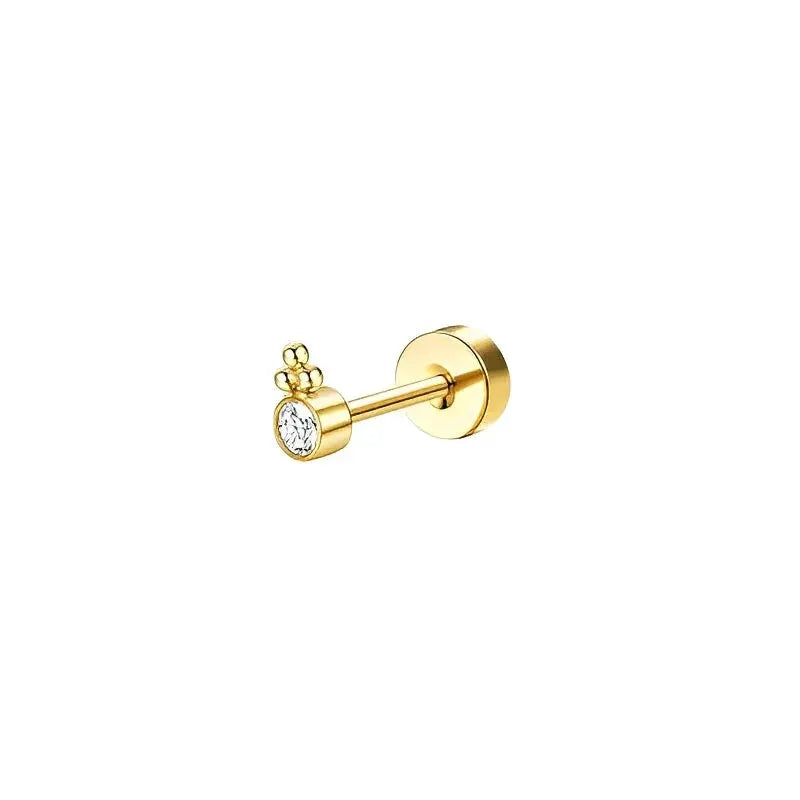 Bobisty 1pc Surgical Stainless Steel Earrings Dainty Flat Back Stud Hoop Cartilage For Sensitive Ears Women
