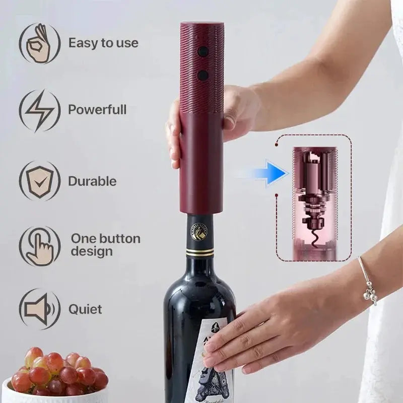 Xiangyanghua Electric Wine Bottle Opener Automatic Corkscrew Rechargeable Red Wine Opener One Click Button Kitchen Tool