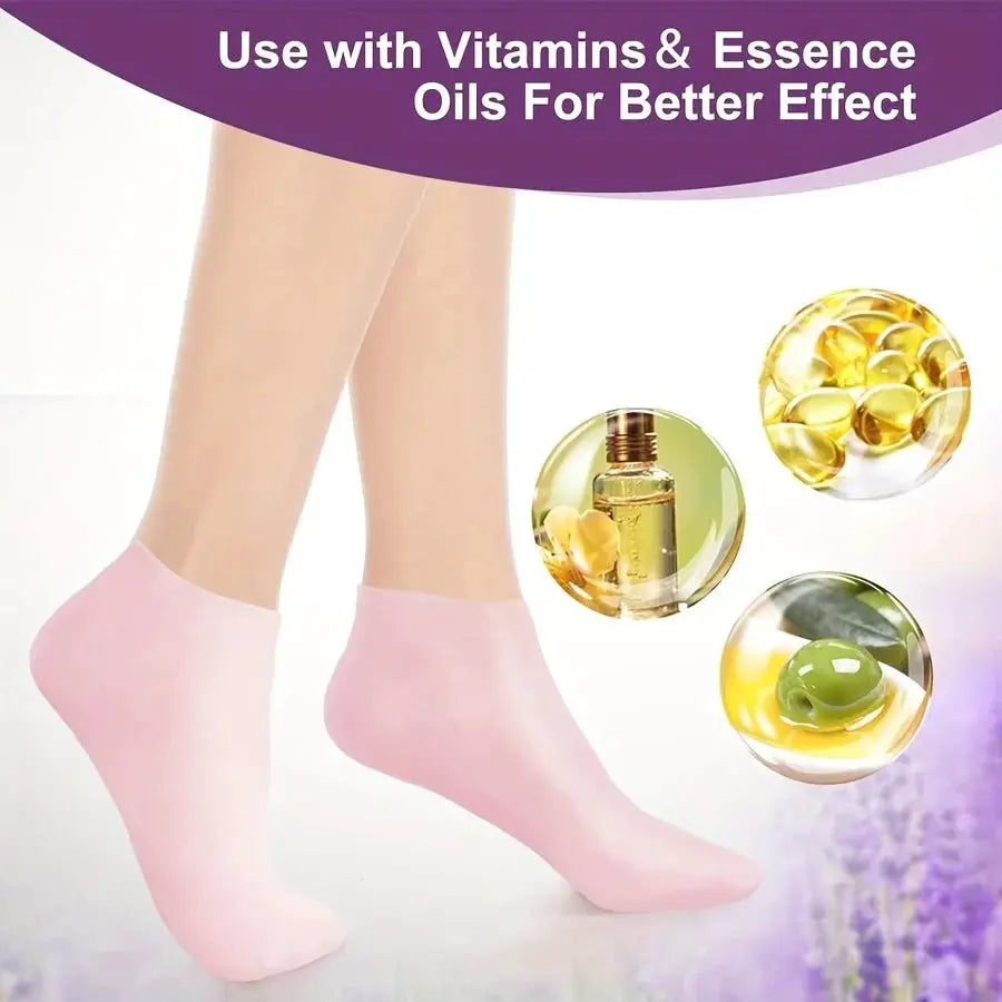 1 Pair Silicone Gel Moisturizing Foot Socks For Dry Cracked Feet With Soothing Massage Pedicure Care