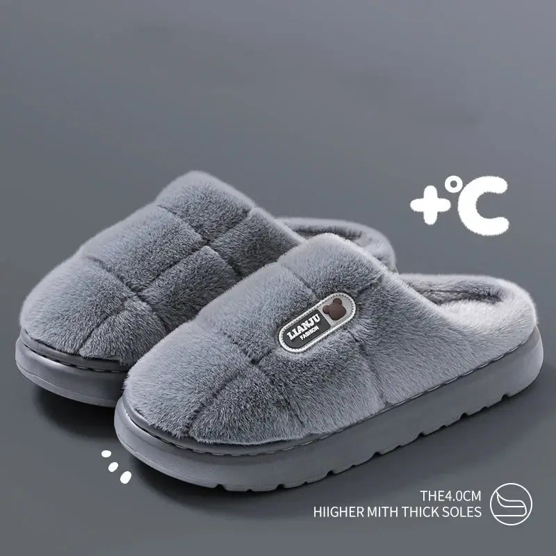 CozyNest Unisex Winter Slippers With Thick EVA Sole Non Slip Indoor Home Comfort Warm Footwear