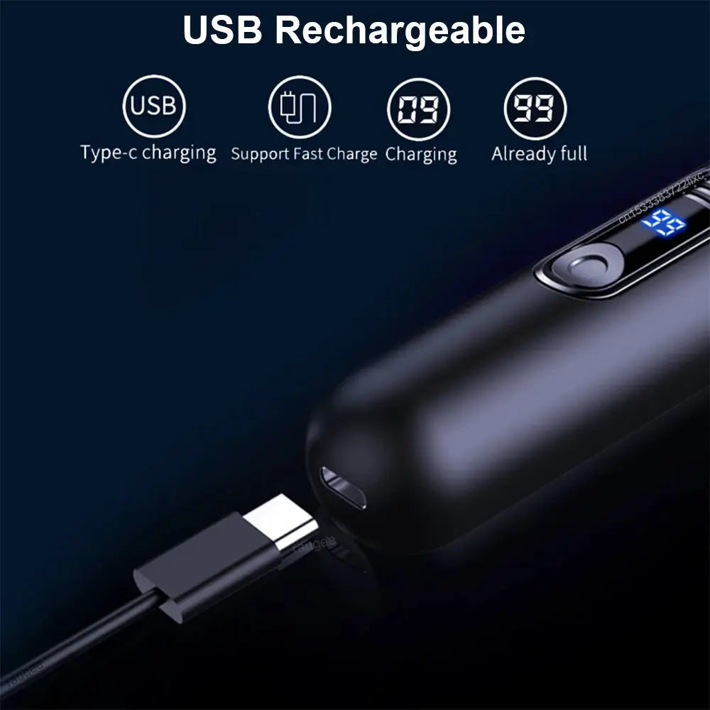 Nose hair trimmer mini portable USB-C rechargeable by Simples Market, black electric nose/ear hair remover