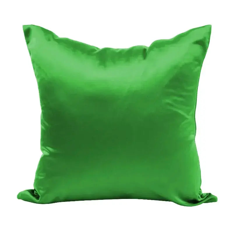 Simples Market green imitated silk satin pillow cover, square cushion case with smooth, glossy finish for home decor