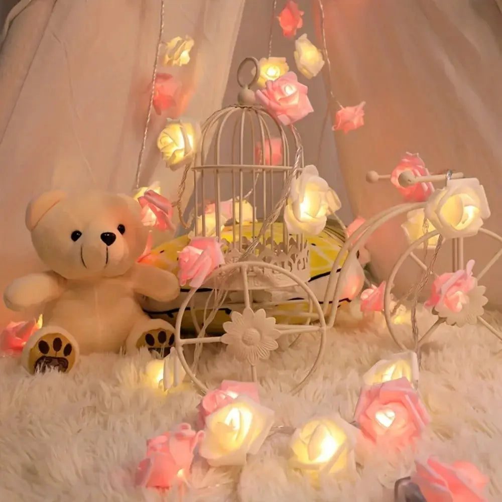 2 Meter 10 Led Rose String Lights White And Pink For Room And Garden Decor Night Light Without Battery