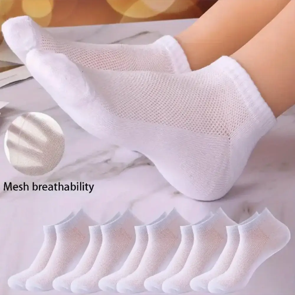 Unisex Summer Mesh Ankle Running Socks Black White Gray Breathable Thin Low Cut No Show For Women And Men