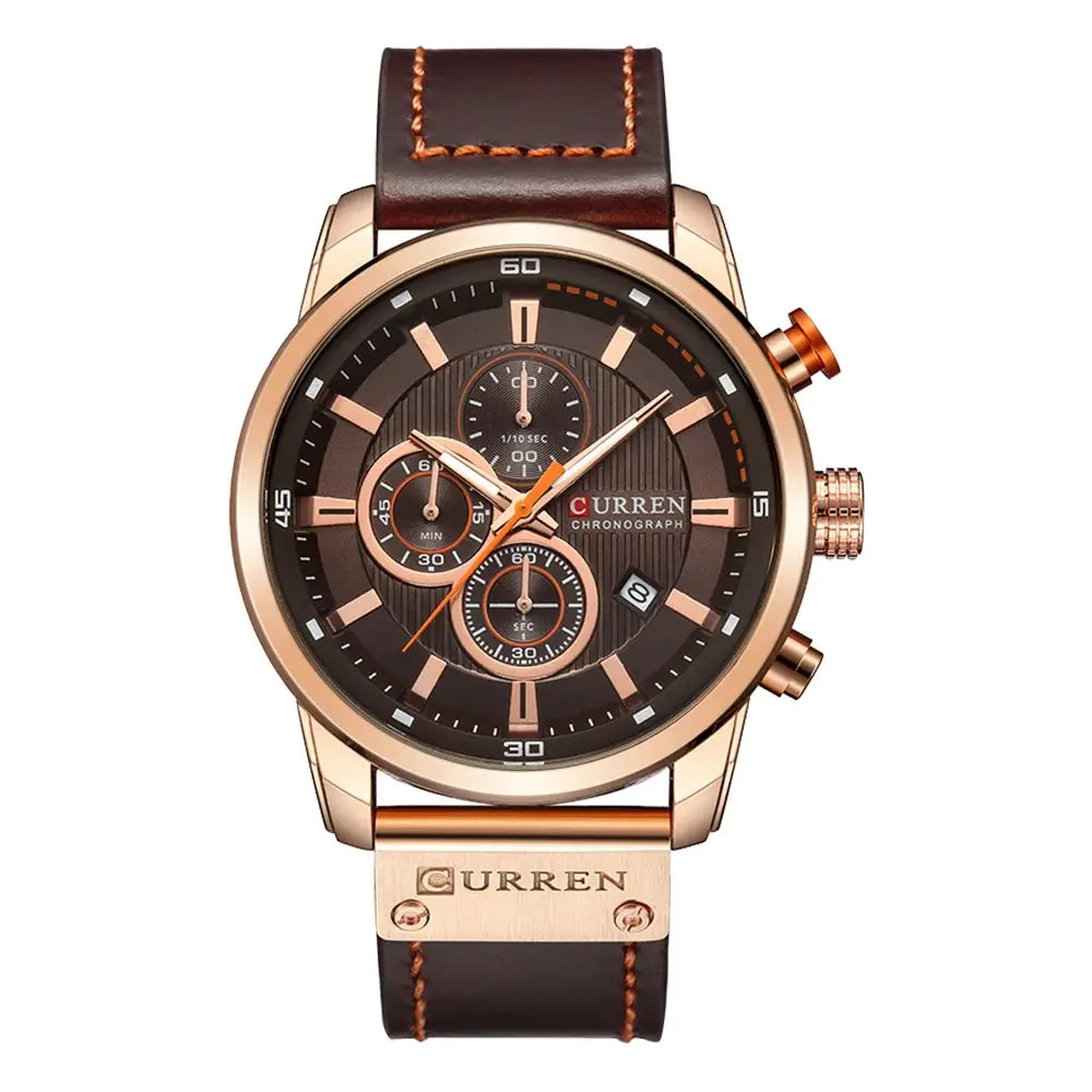 Curren Fashion Date Quartz Men Watch Luxury Chronograph Sport Wristwatch With Genuine Leather Band