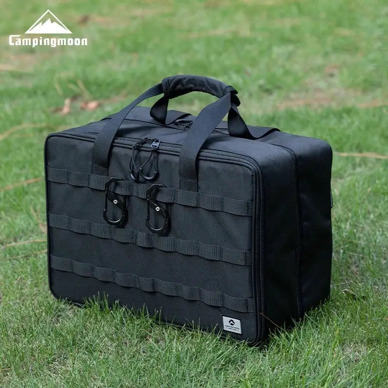 CampingMoon BK-46 storage bag, black, with MOLLE webbing and dual handles