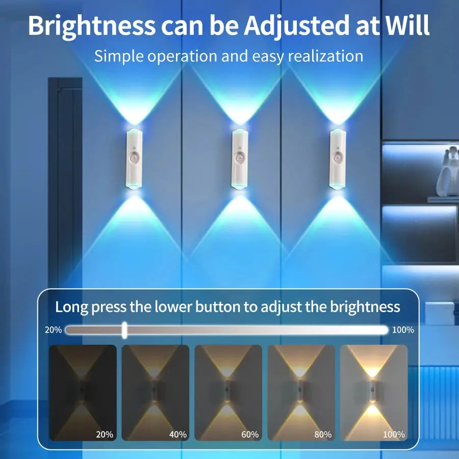 Three Smart RGB gradient wall lights with motion sensor and magnetic rechargeable design