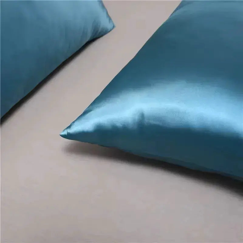Pillowcase silk-satin, teal, queen size, 2 pcs, Simples Market