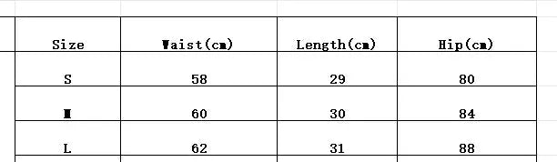 Simples Market black split mini skirt, high waist with slit; size chart shows waist 58–62 cm, length 29–31 cm, hip 80–88 cm.