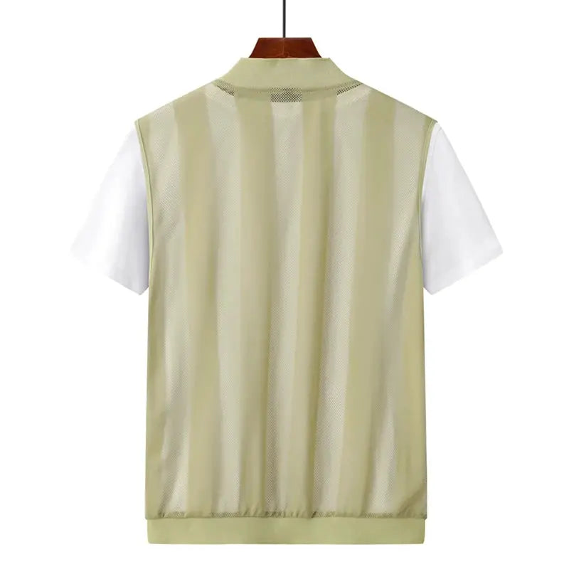 Simples Market Summer Ultra-Thin Men's Sleeveless Vest in beige mesh, quick-dry breathable undershirt