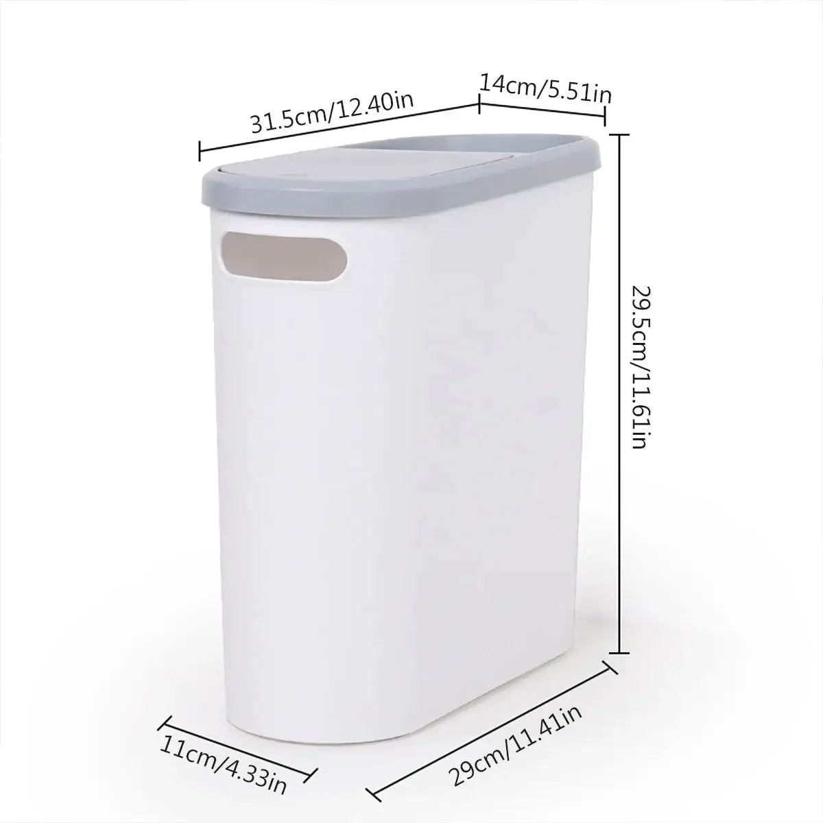 Simples Market bathroom trash can with lid, large capacity, white plastic with gray press lid