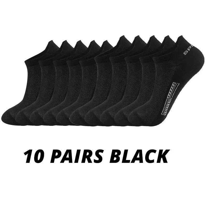 Men's Summer Thin Mesh Breathable Polyester Sports Socks 5 10 20 Pairs Sweat Absorbing Short Socks For Active Wear