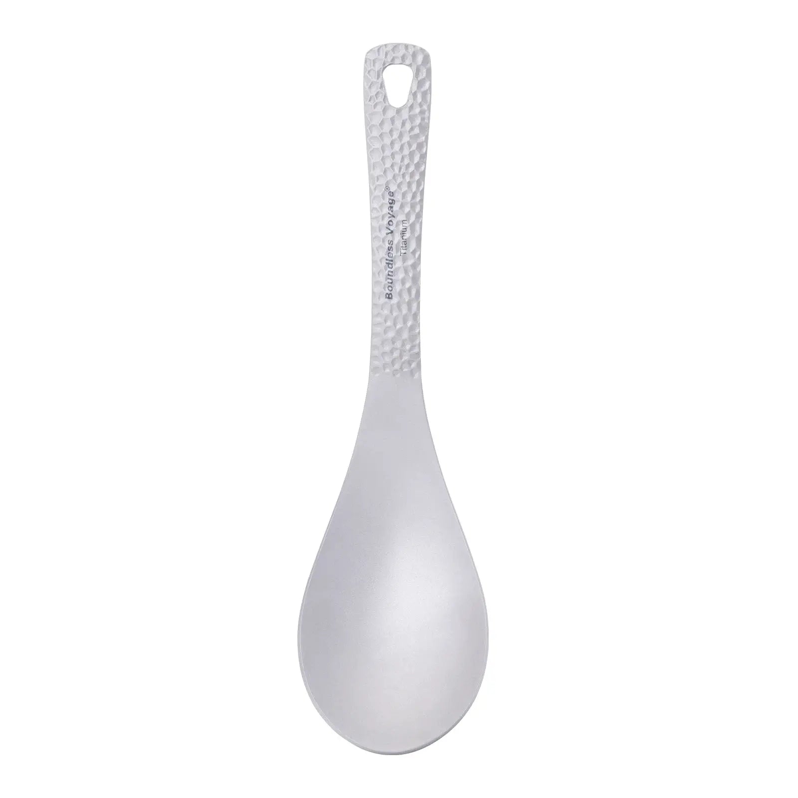 Boundless Voyage titanium spoon with hammered-textured handle