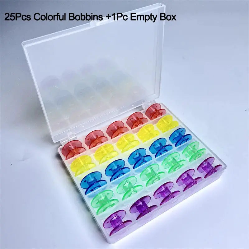 1 Piece 25 Spools Empty Bobbins Storage Box For Sewing Accessories Tools Plastic Bobbin Case Knitting Needle Organizer