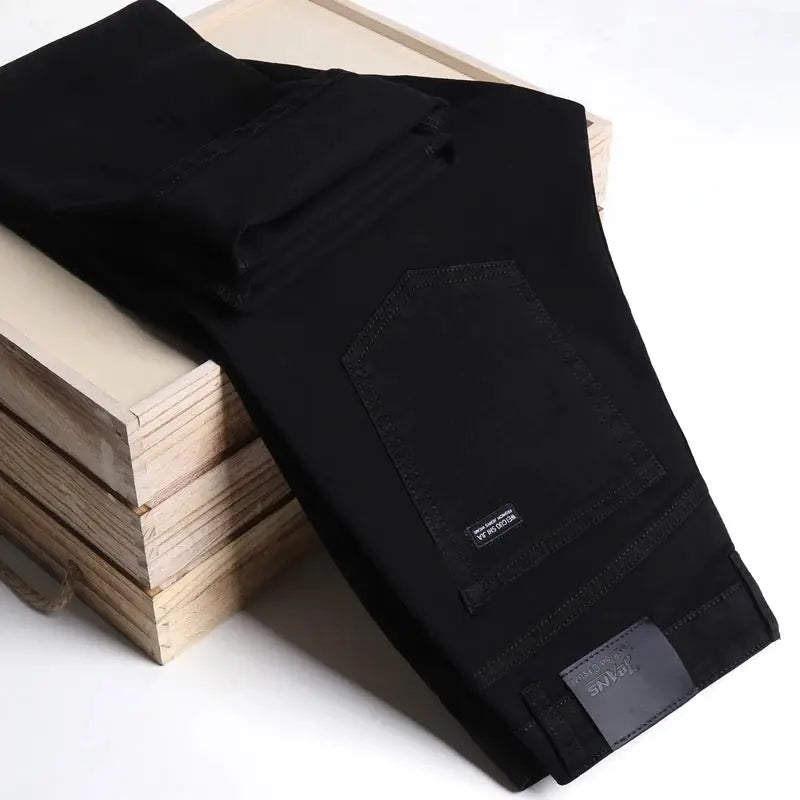 Men's black denim jeans Simples Market with stretch, slim straight fit