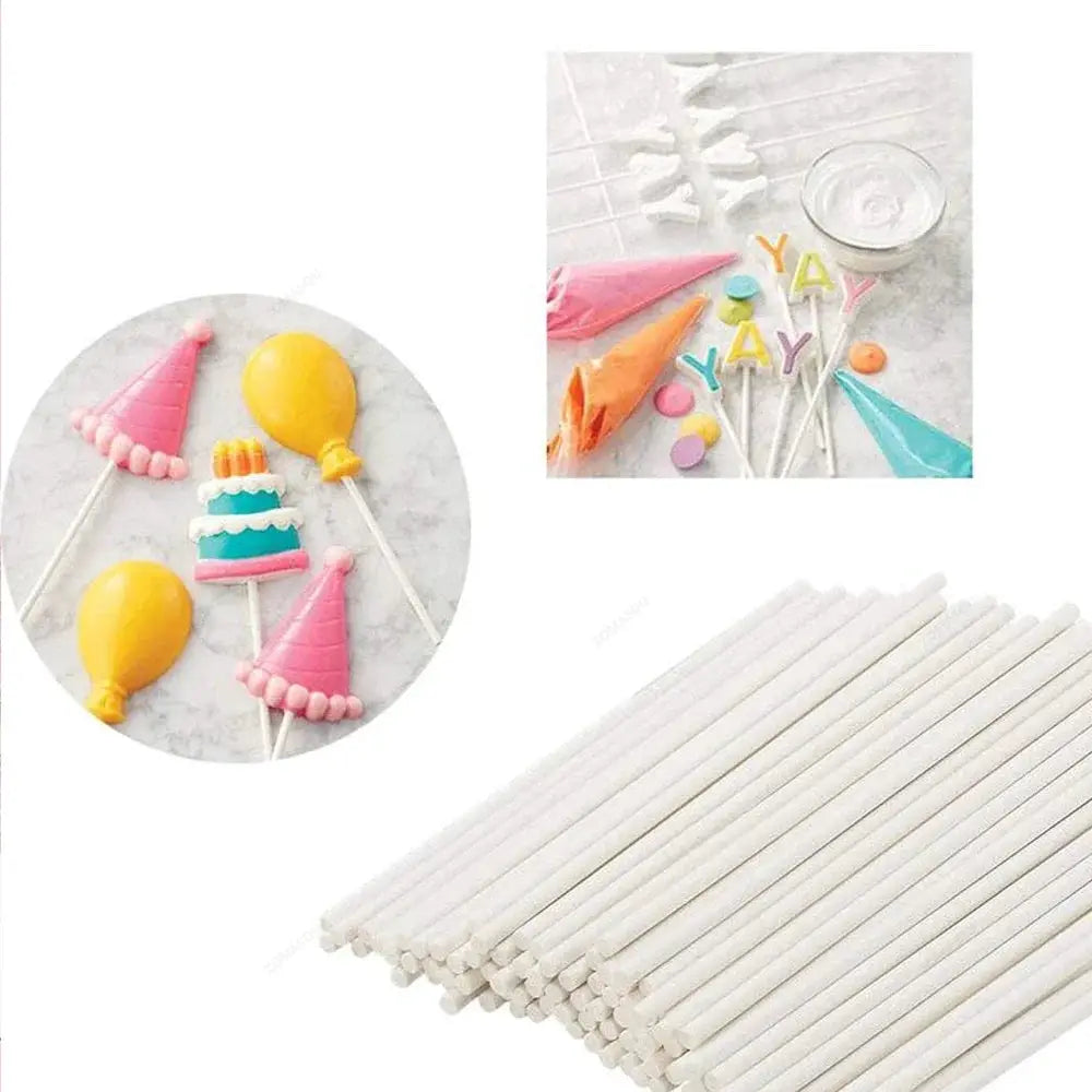 White Paper Lollipop Sticks Solid Core 20 To 1500 Pcs For Cake Pops Party Desserts Candy Making