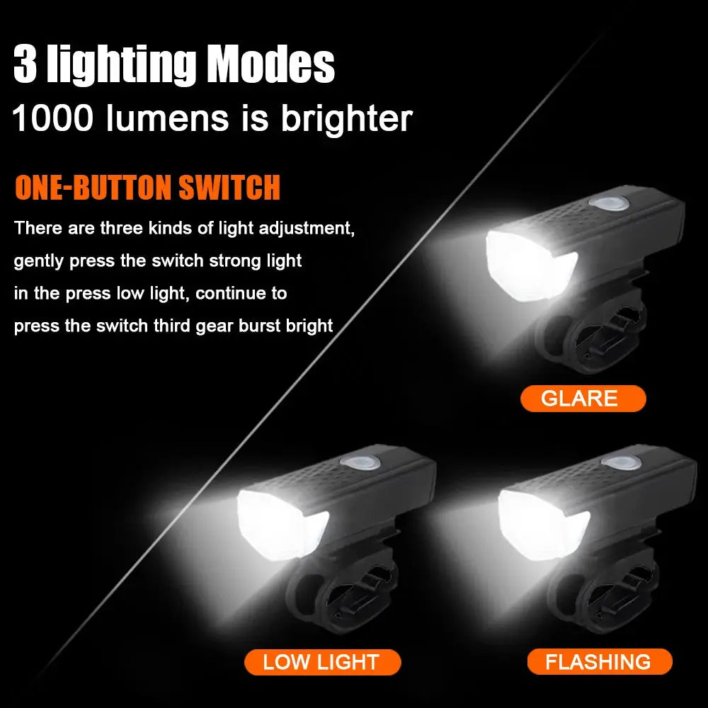 Cycle Zone USB Rechargeable Bike Front Light And Taillight With Red LED 3 Modes Easy Install