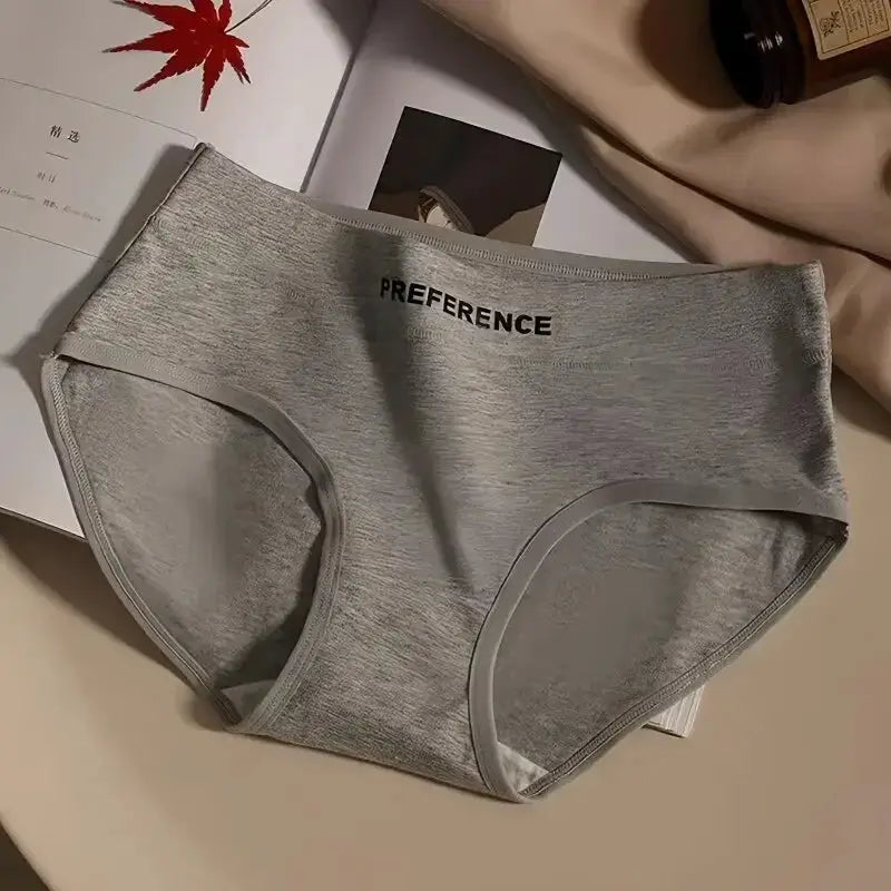 1-pack women's mid-rise cotton panties in gray, soft breathable briefs, size M-2XL