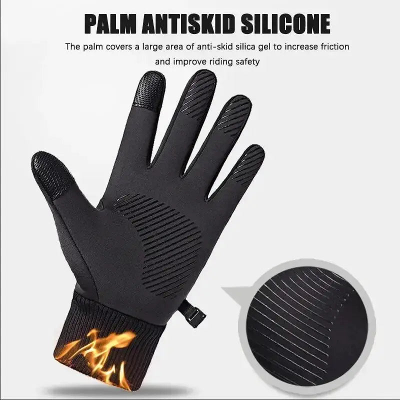 Warm Waterproof Full Finger Cycling Gloves With Touch Screen Fleece Lined For Outdoor Sports Running Motorcycle Ski