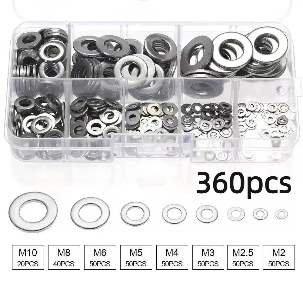 304 Stainless Steel Flat Washers Set 360 And 580 Pieces For Home Decor Kitchen Repair And Shop Use