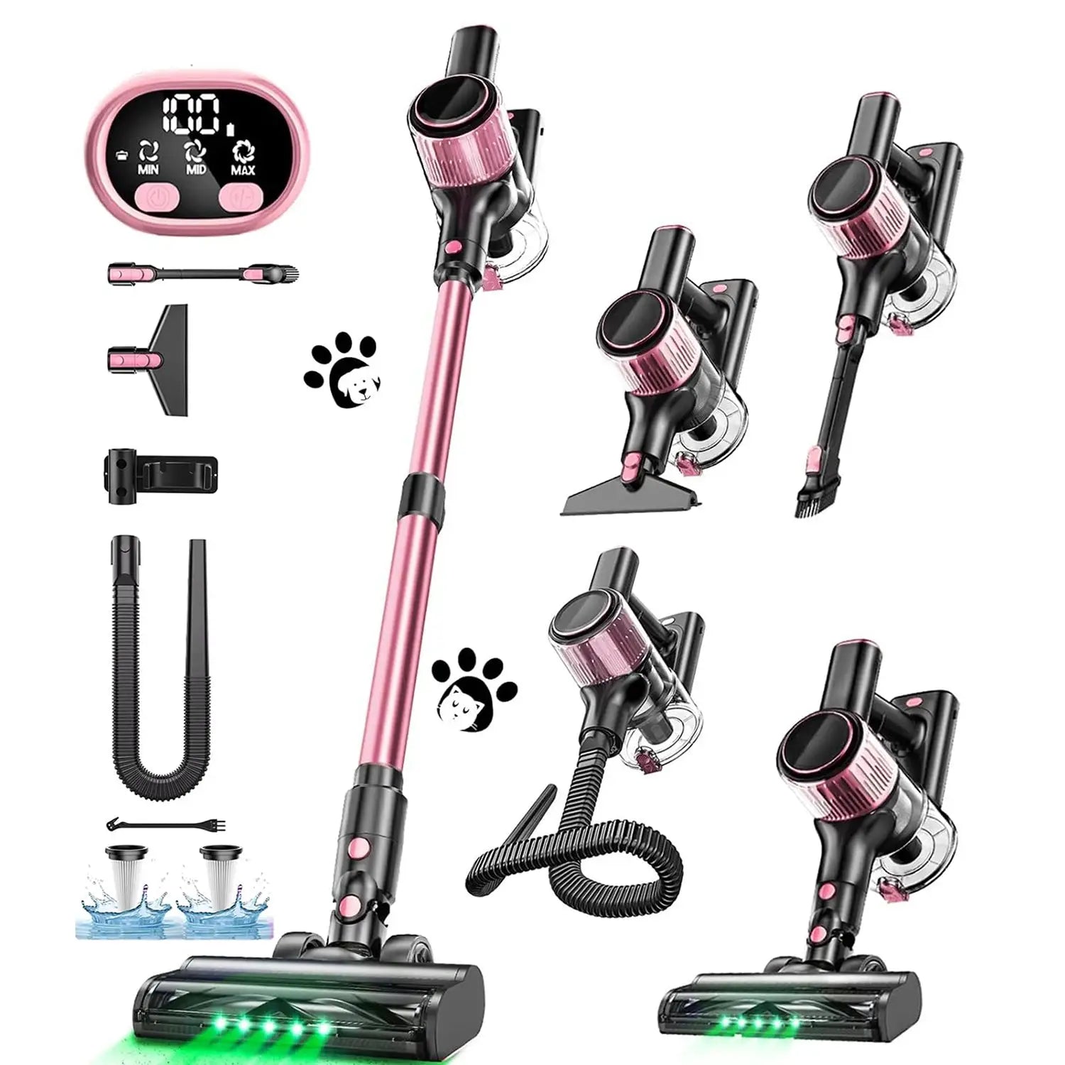 Cordless Vacuum Cleaner 55KPa 500W 10 in 1 Pet Hair Hard Floor