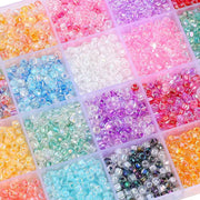 4mm triangle glass seed beads, 840-piece set by Simples Market in assorted pastel colors in a divided storage tray