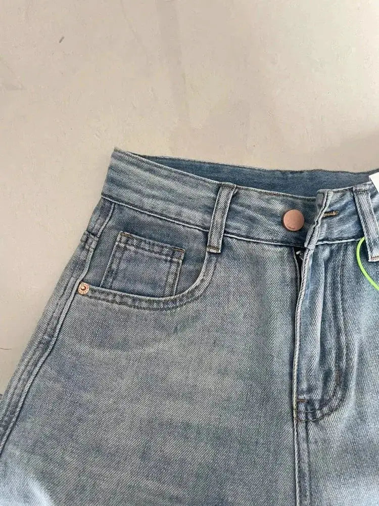 Women Wide Leg Baggy Jeans Vintage Y2K Punk Streetwear Denim Pants