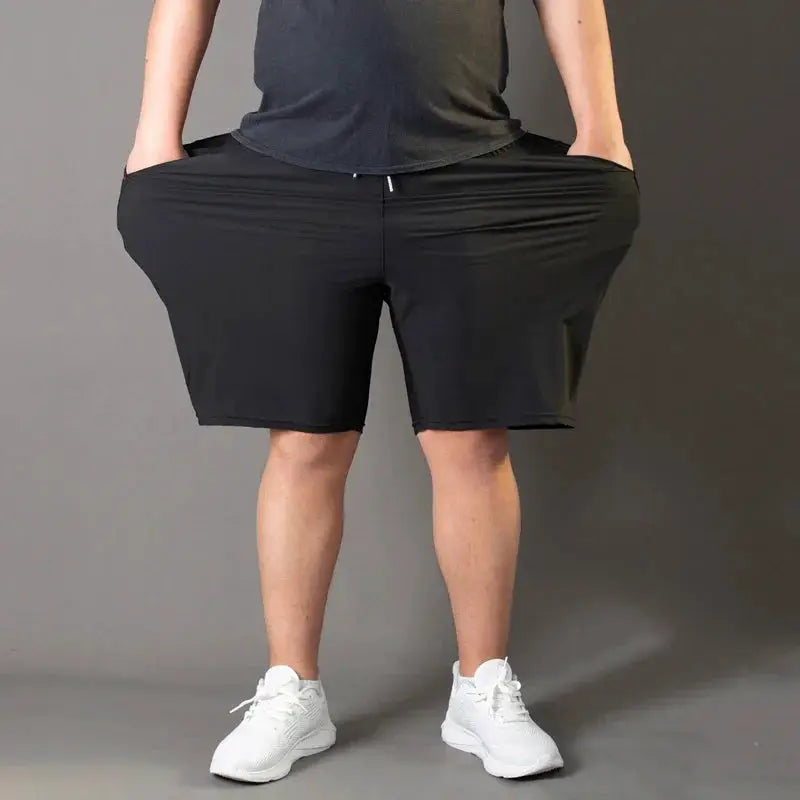 Men's plus-size casual shorts, Simples Market, black quick-dry gym shorts, 6XL-7XL