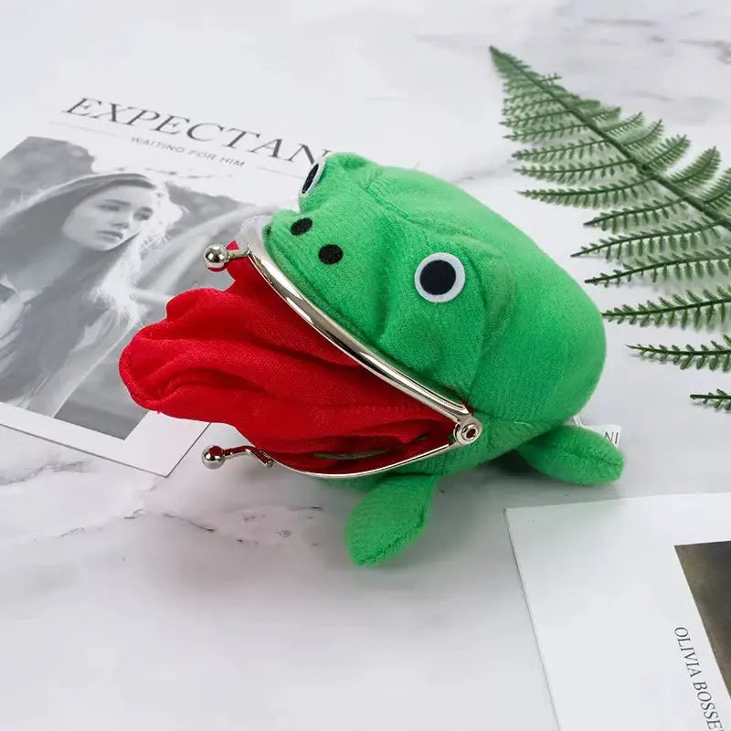 WhimsyPurse Cute Anime Frog Purse With Kissing Lock Plush Frog Shape Unisex Bag Accessory For Women