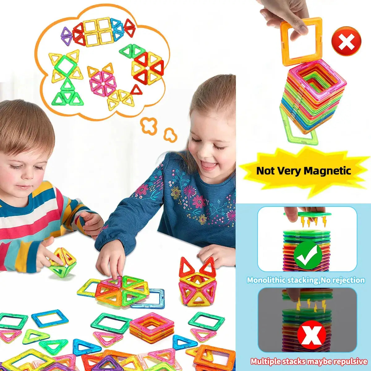 Magnetic Building Blocks Medium Size DIY Magnet Toys For STEM Learning Construction Educational Sets For Kids