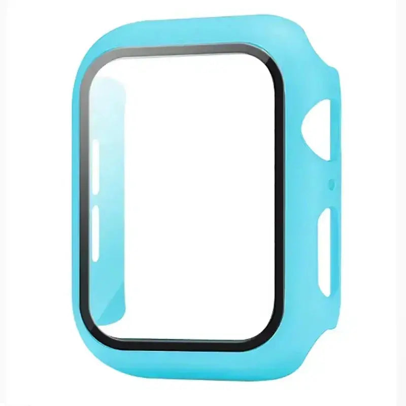 Blue tempered-glass Apple Watch case with screen protector for 38-46mm sizes
