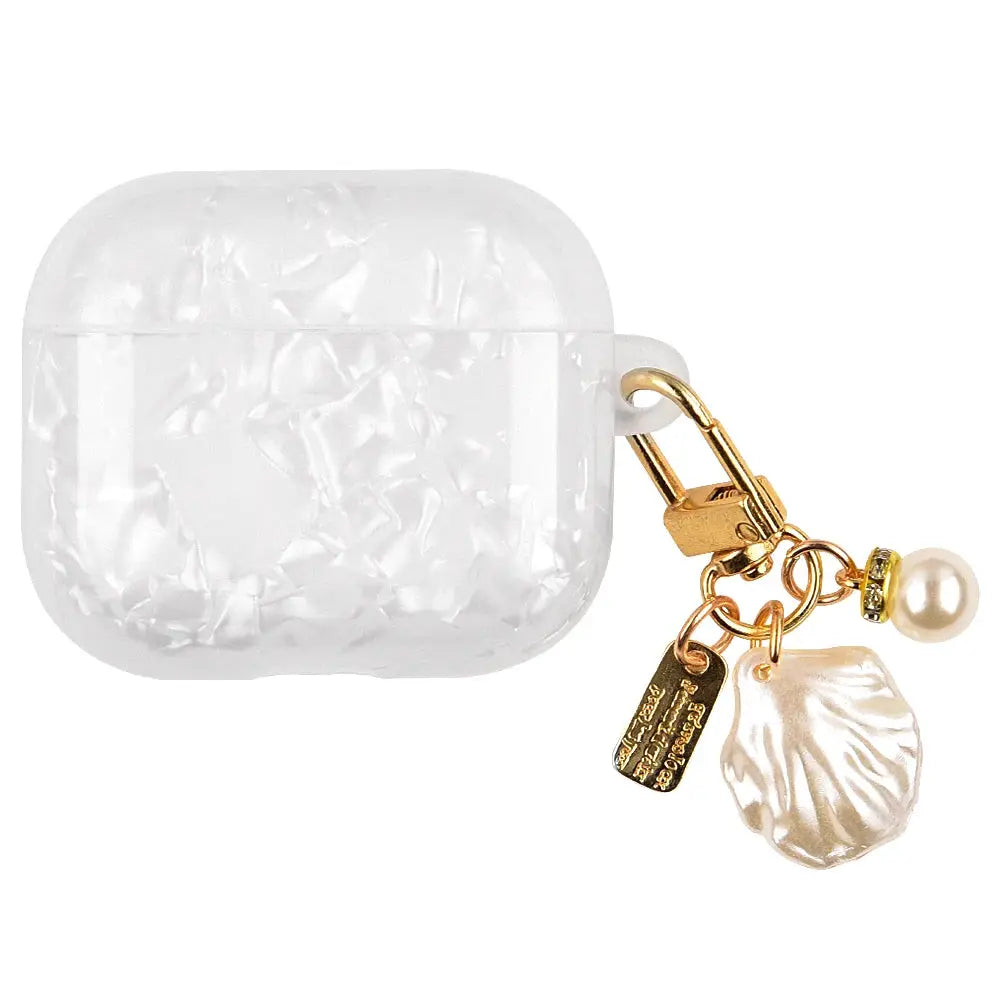 Leopard Girl AirPods Pro Case USB C 1 2 3 4 Soft Silicone Shockproof Cover With Pearl Shell Keychain